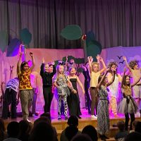 Die Giraffen und Zebras werden zu Freunden.